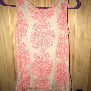 Tan & hot pink tank